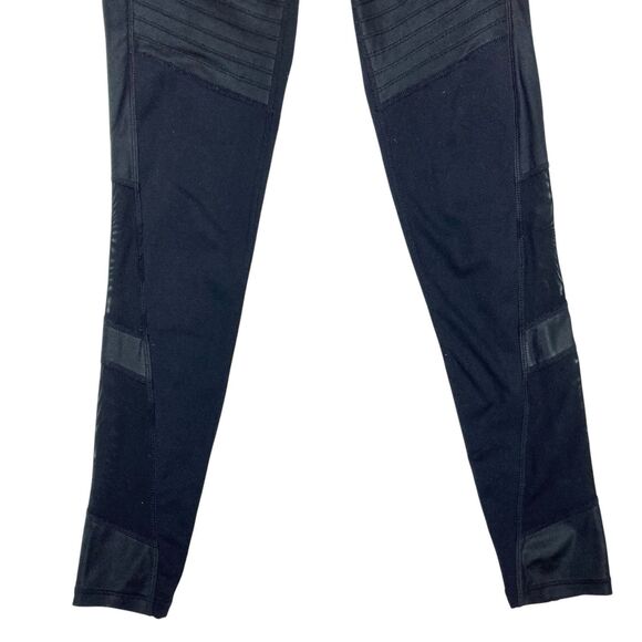 Athleta Leggings Women XS Black Powerful Gleam Hi Rise Mesh Moto Workout Stretch - Picture 4 of 13